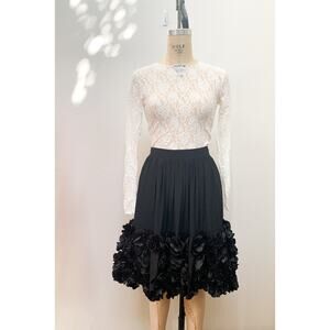 COS Cos.com BLACK Silk‎ FLOWER Petals Hem Full Skirt S/M